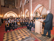 Rektor Ludwig Hilmer im historischen Kostüm als Carl Georg Weitzel.