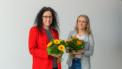 Dr. Flaviana Tagliaferri und Dr. Mandy Lange-Geisler (v.l.) – die Ingrid-von-Reyher-Preisträgerinnen der Hochschule Mittweida 2024